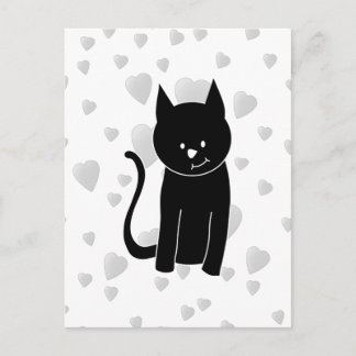 Cute Black Cat met hart. Briefkaart