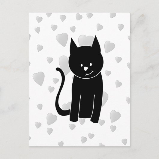 Cute Black Cat met hart. Briefkaart (Voorkant)