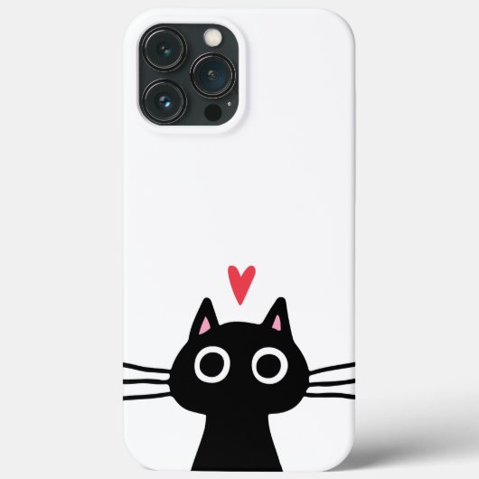 Cute Black Cat met hart Case-Mate iPhone Case (Achterkant)