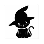 Cute Black Cat met heks Pet Rubberstempel (Afrduk)