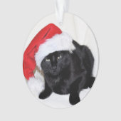Cute Black Cat met Santa Hat Ornament (voorkant)