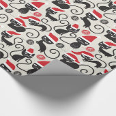 Cute Black Cat met Santa Hat Wrapping Paper Cadeaupapier (Hoek)