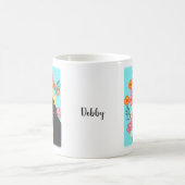 Cute Black cat met zonnebloem heldere bloem Koffiemok (Center)