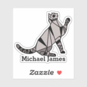 Cute Black Cat Modern Animal Naam toevoegen Sticker (Vel)