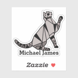 Cute Black Cat Modern Animal Naam toevoegen Sticker