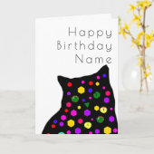 Cute Black Cat Mosaic Art Deco Birthday Card Kaart (Gele Bloem)