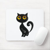 Cute Black Cat Muismat (Met muis)