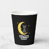 Cute Black Cat on Moon - Full Moon Friend Papieren Bekers (Voorkant)