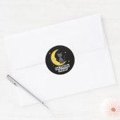 Cute Black Cat on Moon - Full Moon Friend Ronde Sticker (Envelop)