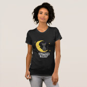 Cute Black Cat on Moon - Full Moon Friend T-shirt (Voorkant volledig)
