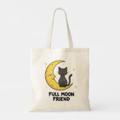 Cute Black Cat on Moon - Full Moon Friend Tote Bag (Achterkant)