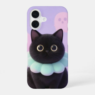 Cute Black Cat Pastel Halloween Case iPhone 16 Hoesje