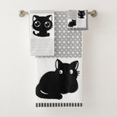 Cute Black Cat Pattern Bad Handdoek (Insitu)