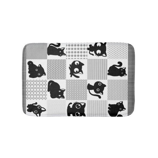 Cute Black Cat Pattern Badmat (Voorkant)