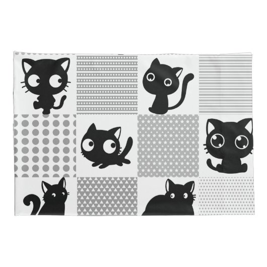 Cute Black Cat Pattern Kussensloop (Achterkant-Rechts)