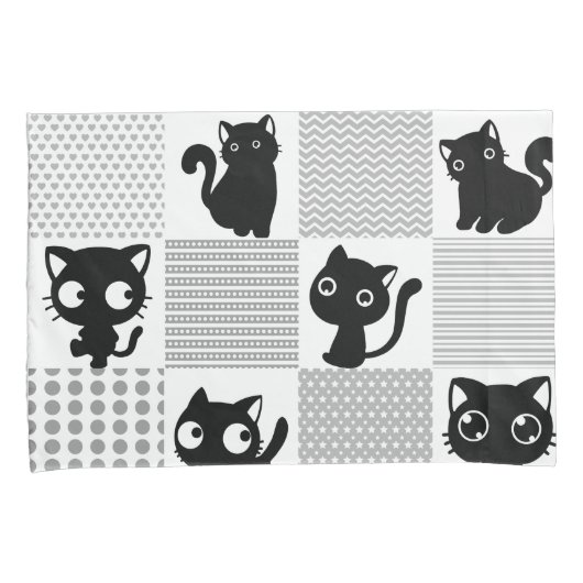 Cute Black Cat Pattern Kussensloop (Voorkant-Rechts)