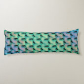 Cute Black Cat Pattern on Blue Green Lichaamskussen (Achterkant)