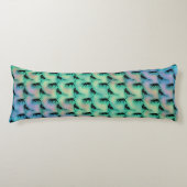 Cute Black Cat Pattern on Blue Green Lichaamskussen (Voorkant)