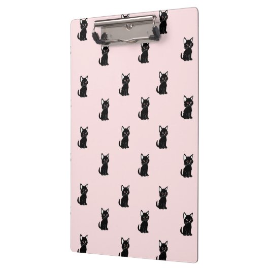 Cute Black Cat Pattern on Pastel Pink Klembord (Links)