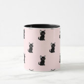 Cute Black Cat Pattern on Pastel Pink Mok (Midden)