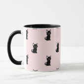 Cute Black Cat Pattern on Pastel Pink Mok (Links)