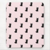 Cute Black Cat Pattern on Pastel Pink Muismat (Voorkant)