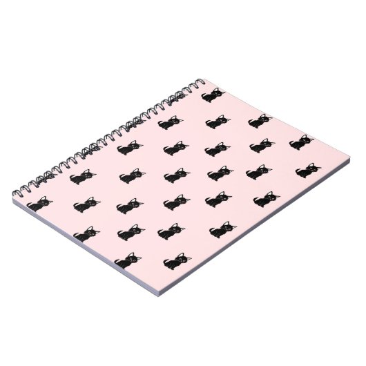 Cute Black Cat Pattern on Pastel Pink Notitieboek (Linkerzijde)