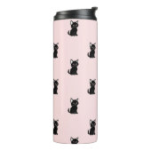 Cute Black Cat Pattern on Pastel Pink Thermosbeker (Gedraaid links)