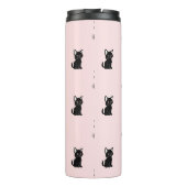 Cute Black Cat Pattern on Pastel Pink Thermosbeker (Achterkant)