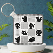 Cute Black Cat Pattern Sleutelhanger