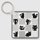 Cute Black Cat Pattern Sleutelhanger (Voorkant)