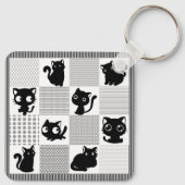 Cute Black Cat Pattern Sleutelhanger (Achterkant)