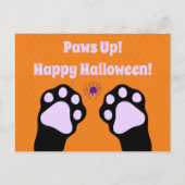 Cute Black Cat Paws Up Halloween Briefkaart (Voorkant)
