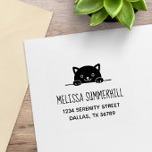 Cute Black Cat Peeking boven adres 2 Rubberstempel