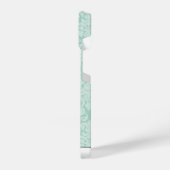 Cute Black Cat Peeking Kawaii Cartoon Mint Damask iPhone Hoesje (Linkerkant)