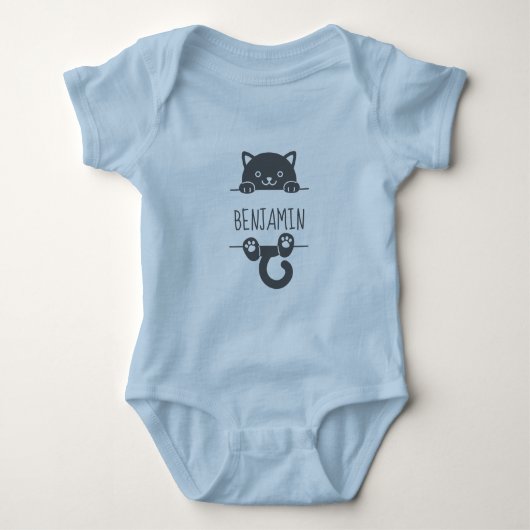 Cute Black Cat Peking achter Custom Name Romper (Voorkant)