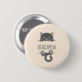 Cute Black Cat Peking achter Custom Name Ronde Button 5,7 Cm (Voorkant /achterkant)
