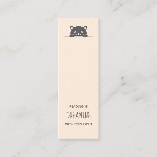 Cute Black Cat Peking boven Bladwijzer Quote Mini Visitekaartje (Voorkant)