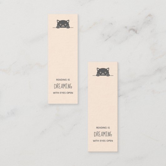 Cute Black Cat Peking boven Bladwijzer Quote Mini Visitekaartje (Voorkant / Achterkant)