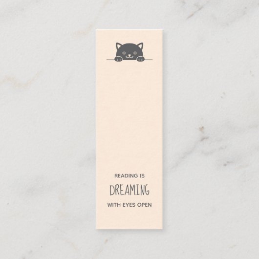 Cute Black Cat Peking boven Bladwijzer Quote Mini Visitekaartje (Achterkant)