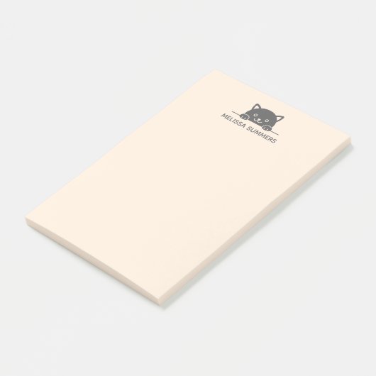 Cute Black Cat Peking boven Custom Name Post-it® Notes (Schuin)