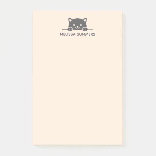 Cute Black Cat Peking boven Custom Name Post-it® Notes (Voorkant)
