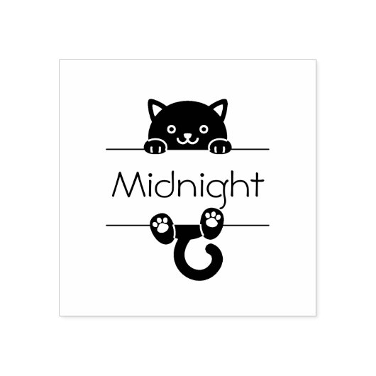 Cute Black Cat Peking Custom Name Rubberstempel (Afrduk)