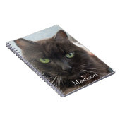 Cute Black Cat Photo Persoonlijke naam Notitieboek (Rechterzijde)