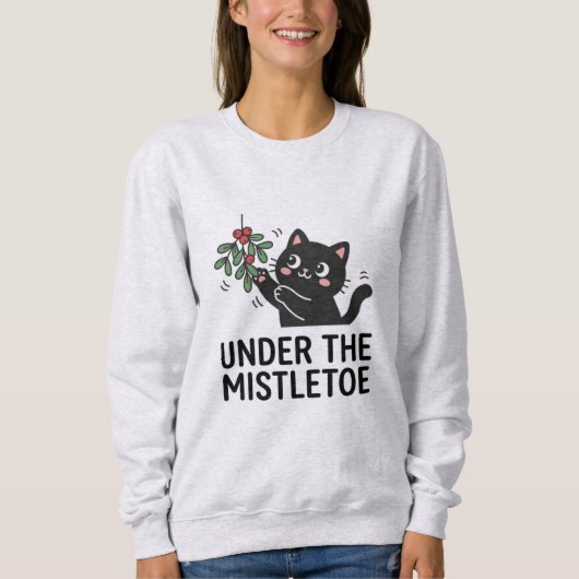 Cute Black Cat Plant Holiday Cartoon Christmas Trui (Voorkant)