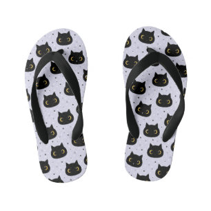 Cute Black Cat Polka Dot Pattern Kinder Teenslippers