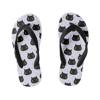 Cute Black Cat Polka Dot Pattern Kinder Teenslippers