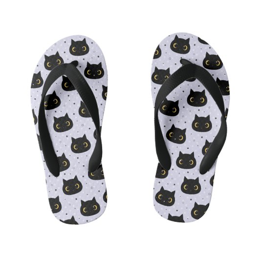 Cute Black Cat Polka Dot Pattern Kinder Teenslippers (Voetbed)