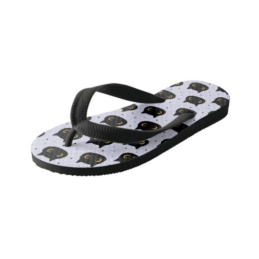 Cute Black Cat Polka Dot Pattern Kinder Teenslippers (Schuin)