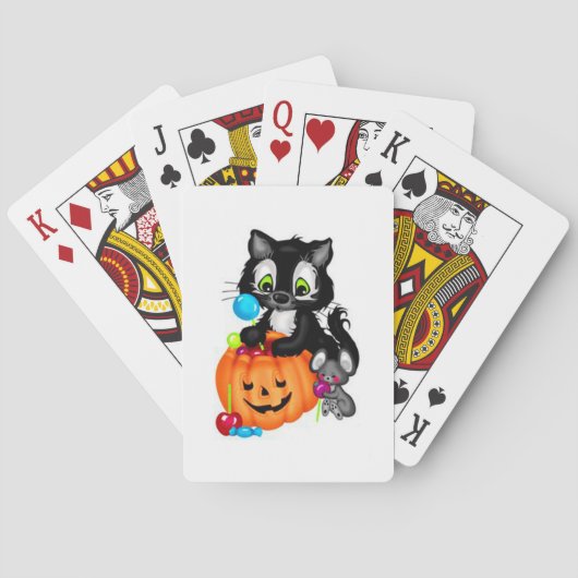 Cute Black Cat, pomkin en muis Pokerkaarten (Achterkant)